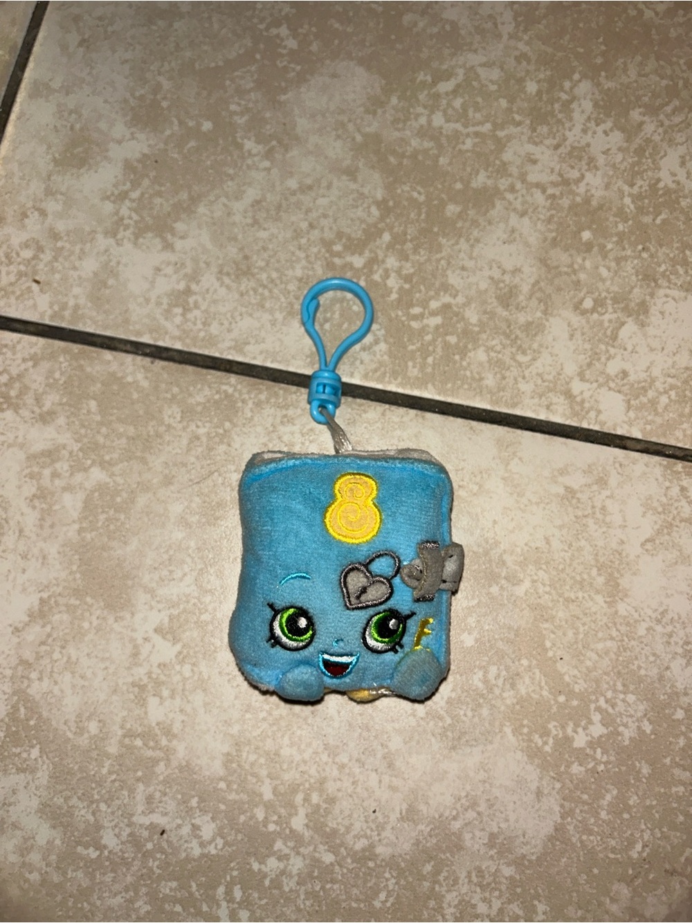 Blue Shopkins Secret Sally keychain